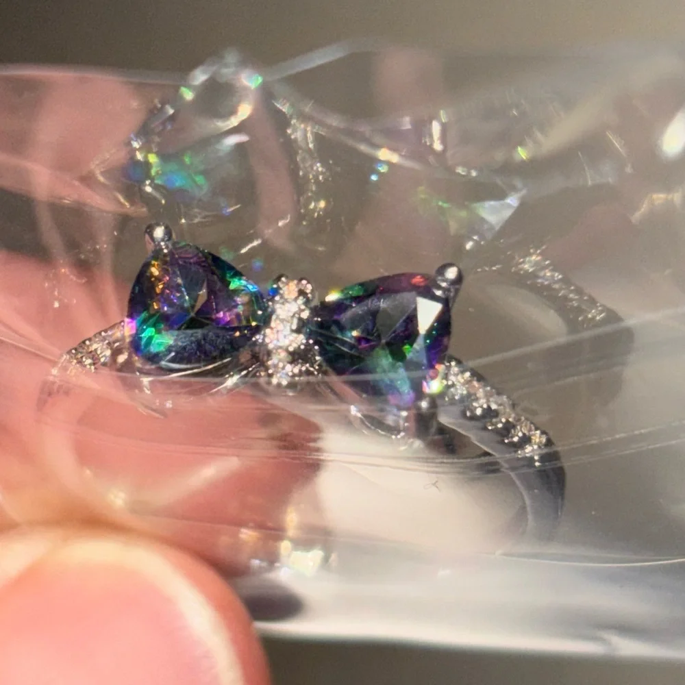 Silver Topaz Bow Ring
